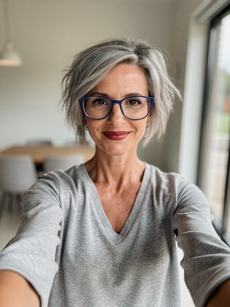 Voluminous Wavy Silver Gray Pixie Cut